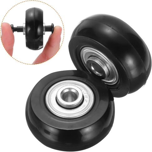 uxcell Set of 2 Luggage Wheels Replacement 51 x 17 mm/2" x 0.7" Rubber Swivel Caster Bearing Wheels Repair Kits for Suitcase Inline Outdoor Skate,Black in Saudi Arabia