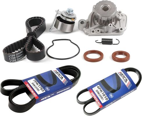 MPLUS Timing Belt Kit & Water Pump & 2X Serpentine Belt fits For Honda 2001-2005 Civic Value Package Coupe/DX/EX/GX/HX/LX Coupe 2-Door Sedan 4-Door 1.7L 1668CC 1700CC L4 GAS SOHC in Saudi Arabia