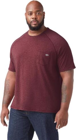 Dickies Cooling Short Sleeve Pocket T-Shirt, Burgundy Heather, LT in Saudi Arabia