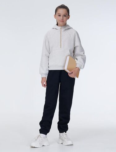 THE GYM PEOPLE Girl's Fleece Tapered Workout Sweatpants Warm Soft Athletic Joggers Pants with Pockets in Kuwait