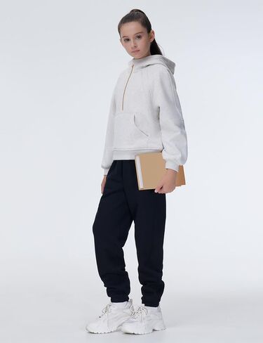 THE GYM PEOPLE Girl's Fleece Tapered Workout Sweatpants Warm Soft Athletic Joggers Pants with Pockets in Kuwait