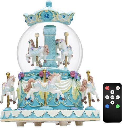 Upgraded Remote Control Carousel Snow Globe Music Box, Carousel Horses Musical Gift for Girls Women Daughter Wife, Romantic Christmas Anniversary Birthday Plays 64 Tunes in Saudi Arabia