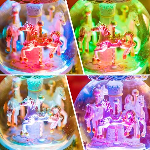 Upgraded Remote Control Carousel Snow Globe Music Box, Carousel Horses Musical Gift for Girls Women Daughter Wife, Romantic Christmas Anniversary Birthday Plays 64 Tunes in Saudi Arabia