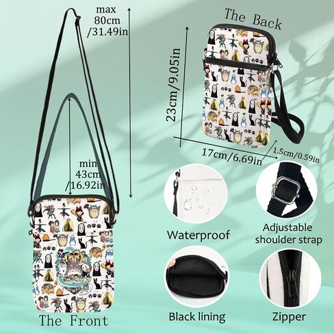 Levlo No Face & Chihiro Crossbody Bag الياباني أنيمي عاشق هدية الرسوم المتحركة الرسوم المتحركة حقيبة الكتف in Saudi Arabia