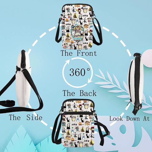 Levlo No Face & Chihiro Crossbody Bag الياباني أنيمي عاشق هدية الرسوم المتحركة الرسوم المتحركة حقيبة الكتف in Saudi Arabia
