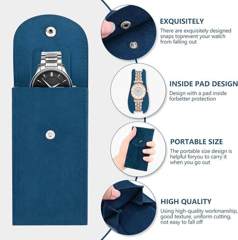 2PCS Watch Pouch ، Flannelette Watch Storage Bag Watch Watch Travel Watch Watch Organizer Bag للرجال والنساء (أسود) in Kuwait