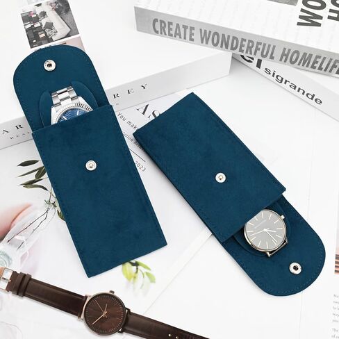 2PCS Watch Pouch ، Flannelette Watch Storage Bag Watch Watch Travel Watch Watch Organizer Bag للرجال والنساء (أسود) in Kuwait