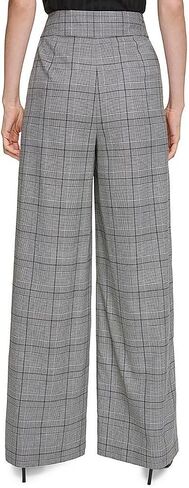 Calvin Klein Womens Glen Plaid Wide Leg Pants B/W 10 in Saudi Arabia
