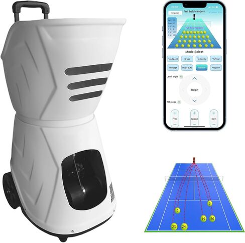 HT8088A Tennis Ball Machine for Practice (28 Points, Max 87MPH), Automatic Tennis Ball Launcher/Shooter/Thrower (120 Ball Capacity), Multifunctional Tennis Ball Player (Portable) in Saudi Arabia
