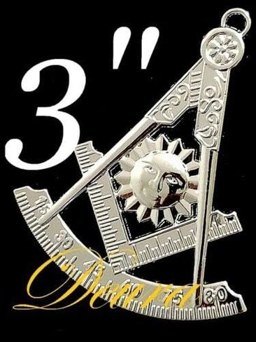 الماضي Master Mason Mason Twlar Jewel Square & Compass Silver Plated 3 " in Kuwait