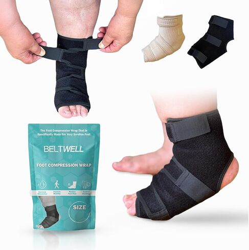 Beltwell® - Adjustable Foot & Ankle Compression Wraps For Edema, Lymphedema, Swelling, Neuropathy, Diabetic Foot Care, Circulation (2 Wraps) in Saudi Arabia