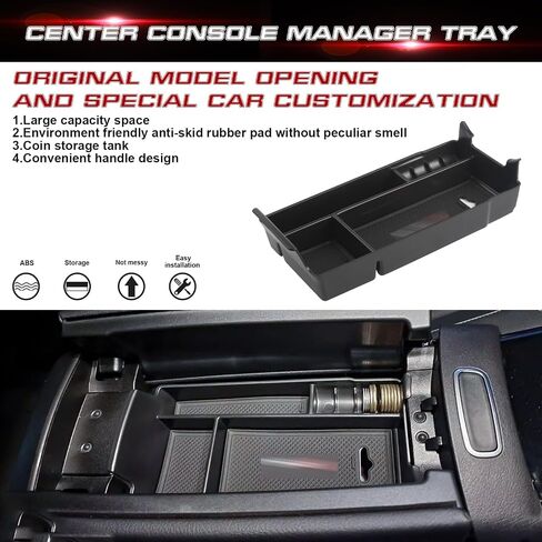 Xotic Tech Interior Center Censole Renrest Black Storage Organizer Box Coin Coin Corner Continer Tray Retray + Red Cust Coaster ، متوافق مع Mercedes Benz A B in Saudi Arabia