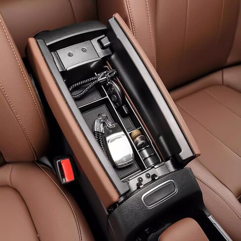 Xotic Tech Interior Center Censole Renrest Black Storage Organizer Box Coin Coin Corner Continer Tray Retray + Red Cust Coaster ، متوافق مع Mercedes Benz A B in Saudi Arabia
