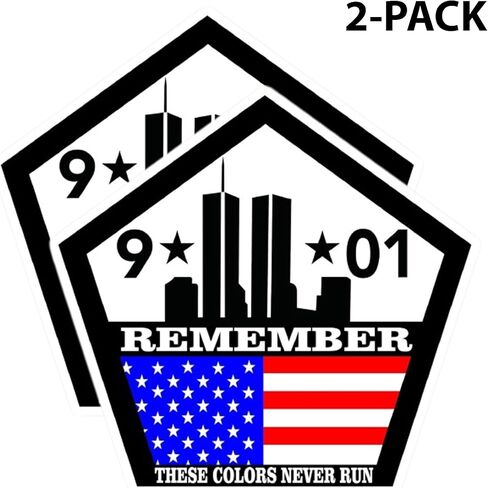 eDesign 2-Pack Never Forget Twin Towers 911 Window Ddecals- 4 Inches - 9/11 Sticker for Car Truck Van Window Bumper Laptop Tablet Cup Tumbler Water Bottle and Any Smooth Surface in Saudi Arabia