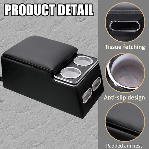 GEARUP Universal Truck Seat/Bench Organizer مع حاملي الكأس ، ومسند ذراع ، ومنظم وحدة التحكم في مركز السيارات العالمي المبطنة للسيارات والشاحنات ، الأسود ، in Saudi Arabia