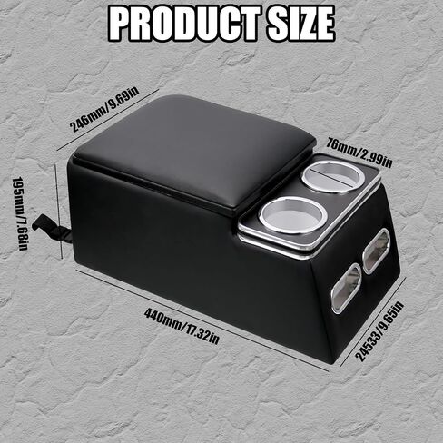 GEARUP Universal Truck Seat/Bench Organizer مع حاملي الكأس ، ومسند ذراع ، ومنظم وحدة التحكم في مركز السيارات العالمي المبطنة للسيارات والشاحنات ، الأسود ، in Saudi Arabia