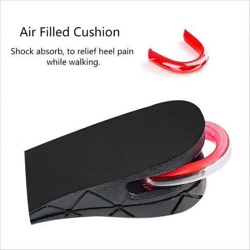 Height Increase Insoles Shoe Insert, 3-Layer 6CM Air Cushion Design, Black in Saudi Arabia