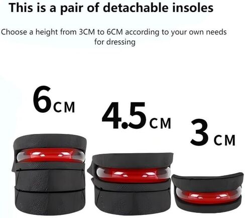 Height Increase Insoles Shoe Insert, 3-Layer 6CM Air Cushion Design, Black in Saudi Arabia