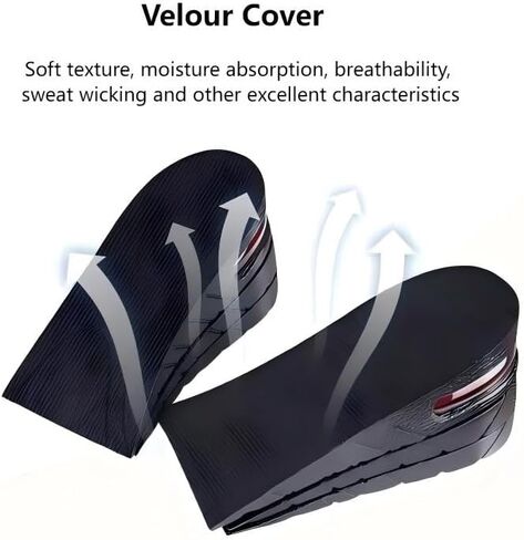 Height Increase Insoles Shoe Insert, 3-Layer 6CM Air Cushion Design, Black in Saudi Arabia