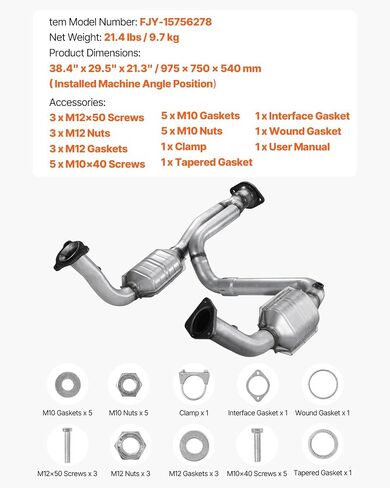 VEVOR Catalytic Converter, Compatible with Cadillac Escalade/Chevy Avalanche Silverado Suburban Tahoe/GMC Sierra Yukon, 4.3L V6, 4.8L/5.3L V8, Front, Left, Right, for Purifying Exhaust Gases in Saudi Arabia