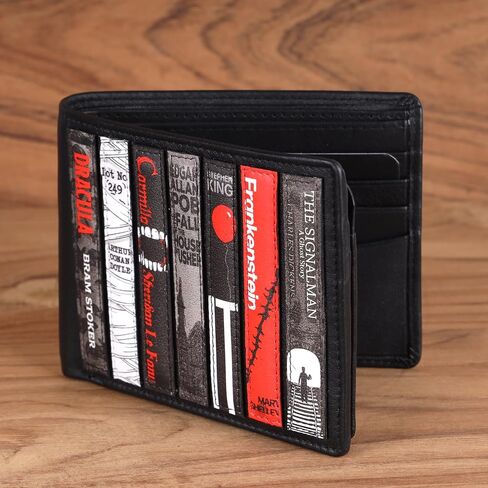 Men's Slim RFID Blocking Wallet – Top Grain Leather Bifold with 10 Card Slots, ID Window & Durable Stitching in Kuwait
