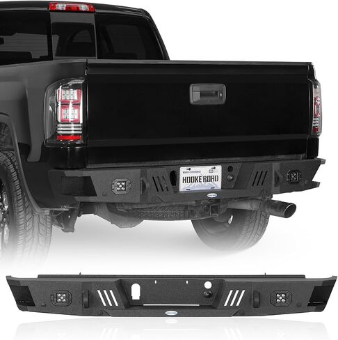 Hooke Road Rear Bumper for 2007-2018 GMC Sierra 1500 Pickup Truck, Offroad Back Bumper with D-ring Mounts in Saudi Arabia