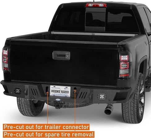 Hooke Road Rear Bumper for 2007-2018 GMC Sierra 1500 Pickup Truck, Offroad Back Bumper with D-ring Mounts in Saudi Arabia