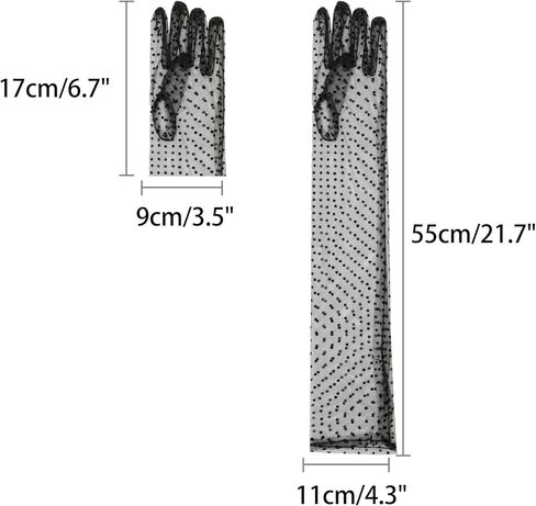Women's Polka Dot Mesh Gloves Lace Tulle Organza Extra Long Evening Glove 1 Pair in Saudi Arabia