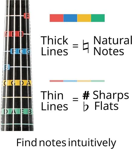 Non-Adhesive Violin Finger Guide for Adult/Kids Beginner, Static Cling Sheet, Fingerboard Stickers, Notes practice tape (Type B_Note Names, 4/4 full size) in Saudi Arabia