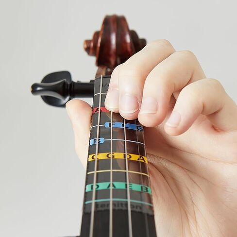 Non-Adhesive Violin Finger Guide for Adult/Kids Beginner, Static Cling Sheet, Fingerboard Stickers, Notes practice tape (Type B_Note Names, 4/4 full size) in Saudi Arabia