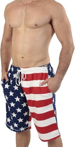 Licensed Mart Patriotic American USA Flag Lightweight Fleece Shorts in Saudi Arabia