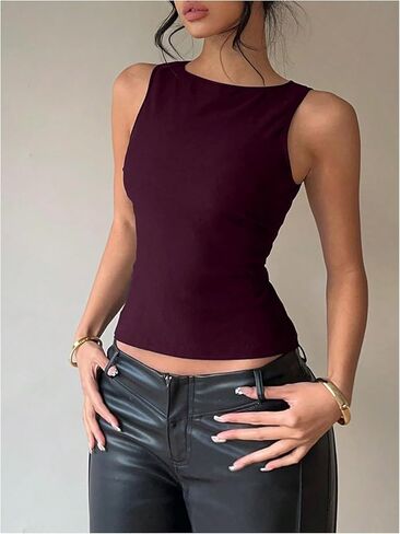 Milumia Women's Cut Out Bow Back Tie Top Top Out Out Outlesfeless Boat Neck Blouse in Saudi Arabia