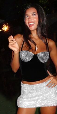 BEJONS Women Sexy Sequin Bra Tank Top Dressy Metallic Sparkly Holiday Festival Shirt in Kuwait