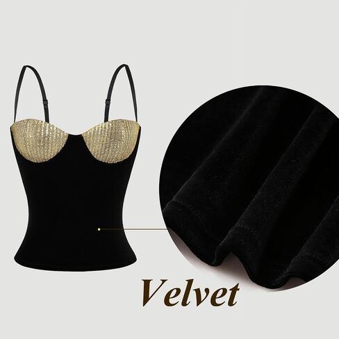 BEJONS Women Sexy Sequin Bra Tank Top Dressy Metallic Sparkly Holiday Festival Shirt in Kuwait