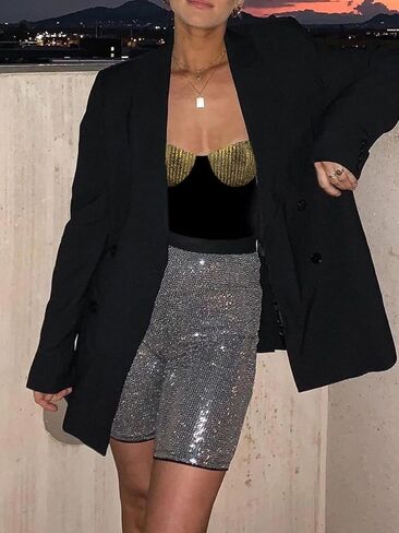 BEJONS Women Sexy Sequin Bra Tank Top Dressy Metallic Sparkly Holiday Festival Shirt in Kuwait