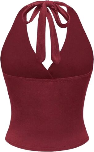 Zaful Women Women Halter Crop Tank Tops Y2K V Neck Olcyveless Cami Tops Ruched Slim Fit Out Out Top in Saudi Arabia