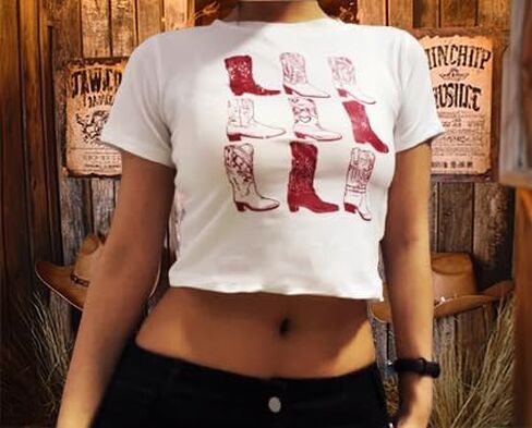 Howdy Baby Tees for Women Western Cowgirl Crop Top Vintage Y2K Cowboy Boots Cami Shirts in Saudi Arabia