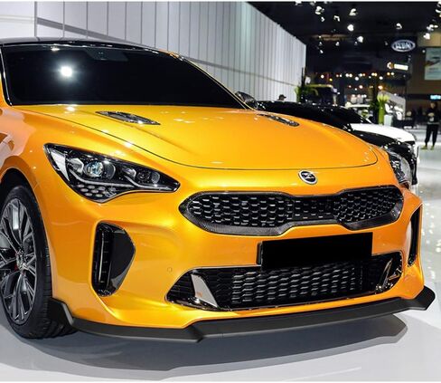 Front Bumper Lip Spoiler with Rear Diffuser Compatible with 2018-2023 Kia Stinger GT-Line, Rear Bumper Lip Diffuser Spoiler Splitter Kit (Painted Black Lip + Painted Black Rear Diffuser Smoke LED) in Saudi Arabia
