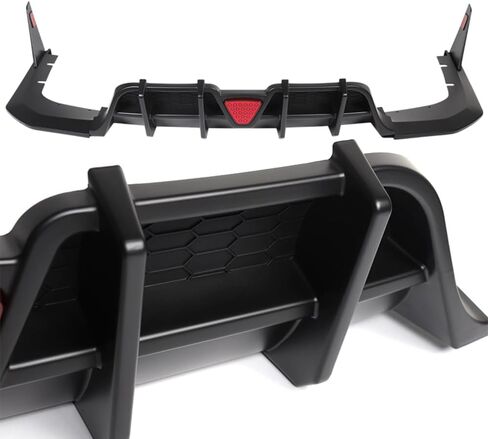 Front Bumper Lip Spoiler with Rear Diffuser Compatible with 2018-2023 Kia Stinger GT-Line, Rear Bumper Lip Diffuser Spoiler Splitter Kit (Painted Black Lip + Painted Black Rear Diffuser Smoke LED) in Saudi Arabia