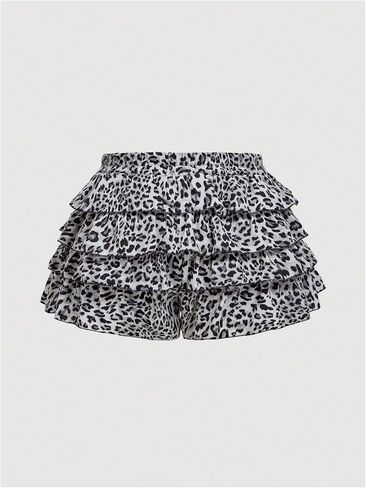 Soly Hux Women's Plus Size Bloomers Shorts Y2K Leopard Lyered Lolita Dumpkin Strims Mini in Kuwait