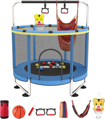 Children's Trampoline Height-Adjustable Folding Toddler Trampoline Kids Trampoline Toddler Trampoline with Fence Trampoline for Kids Trampoline Indoor Kids Trampoline Outdoor in Kuwait