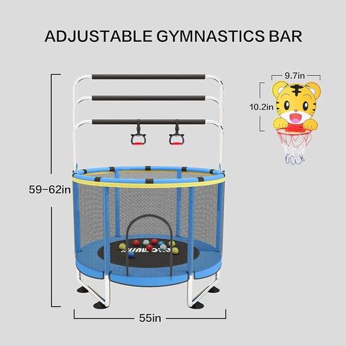 Children's Trampoline Height-Adjustable Folding Toddler Trampoline Kids Trampoline Toddler Trampoline with Fence Trampoline for Kids Trampoline Indoor Kids Trampoline Outdoor in Kuwait