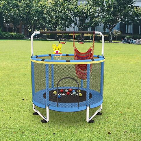 Children's Trampoline Height-Adjustable Folding Toddler Trampoline Kids Trampoline Toddler Trampoline with Fence Trampoline for Kids Trampoline Indoor Kids Trampoline Outdoor in Kuwait