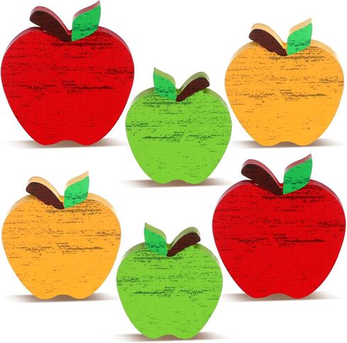 Qunclay 6 Pcs Back to School Decoration Wooden Apple Decor Retro Apple Tiered Tray Decor Set Rustic Table Centerpiece First Day of School Sign for Classroom Office Desktop in Saudi Arabia