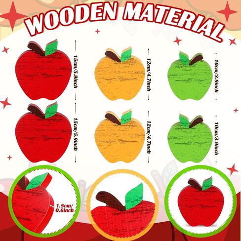 Qunclay 6 Pcs Back to School Decoration Wooden Apple Decor Retro Apple Tiered Tray Decor Set Rustic Table Centerpiece First Day of School Sign for Classroom Office Desktop in Saudi Arabia