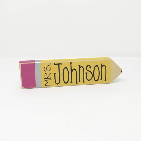 Personalized Teacher Pencil Sign, Desk Name Plate, Appreciation Gift in Saudi Arabia