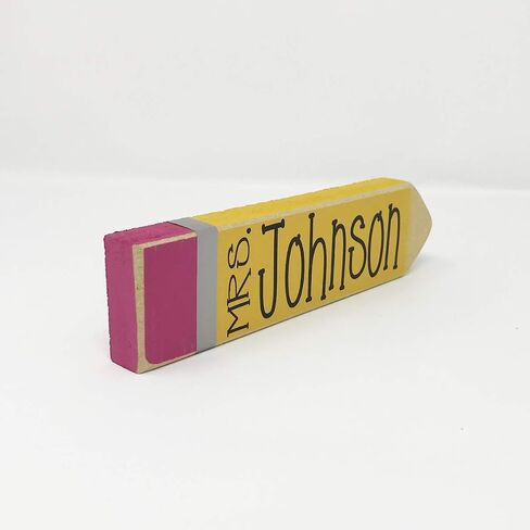 Personalized Teacher Pencil Sign, Desk Name Plate, Appreciation Gift in Saudi Arabia