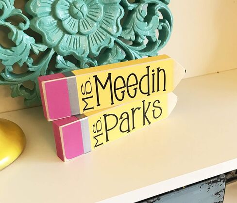 Personalized Teacher Pencil Sign, Desk Name Plate, Appreciation Gift in Saudi Arabia