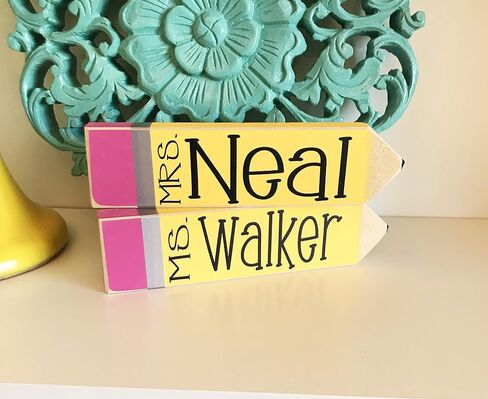 Personalized Teacher Pencil Sign, Desk Name Plate, Appreciation Gift in Saudi Arabia