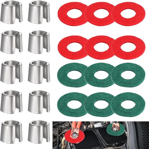 بطارية 10pcs post post shims بطارية ما بعد الطرفية مع 12 غسالة ، محول طرف معدني السيارات الأكمام shim caps ، غطاء فاصل المحول لإكسسوارات جزء إيجابي وسلبي التوصيل in Saudi Arabia